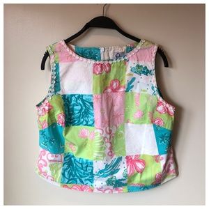 Lilly Pulitzer Last Chance Patch Crop Top Size 8 Vintage